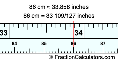 86 cm to inches