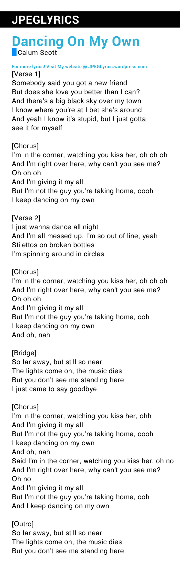 dancing on my own lyrics