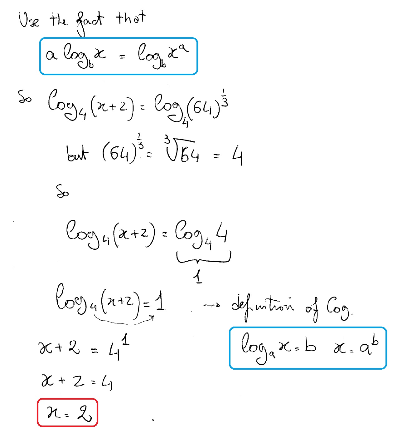 solve log x 4