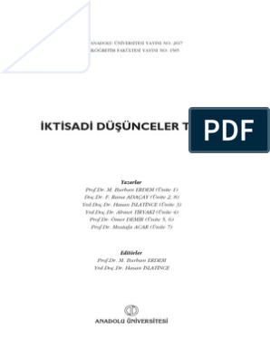 iktisadi düşünceler tarihi aöf kitabı pdf