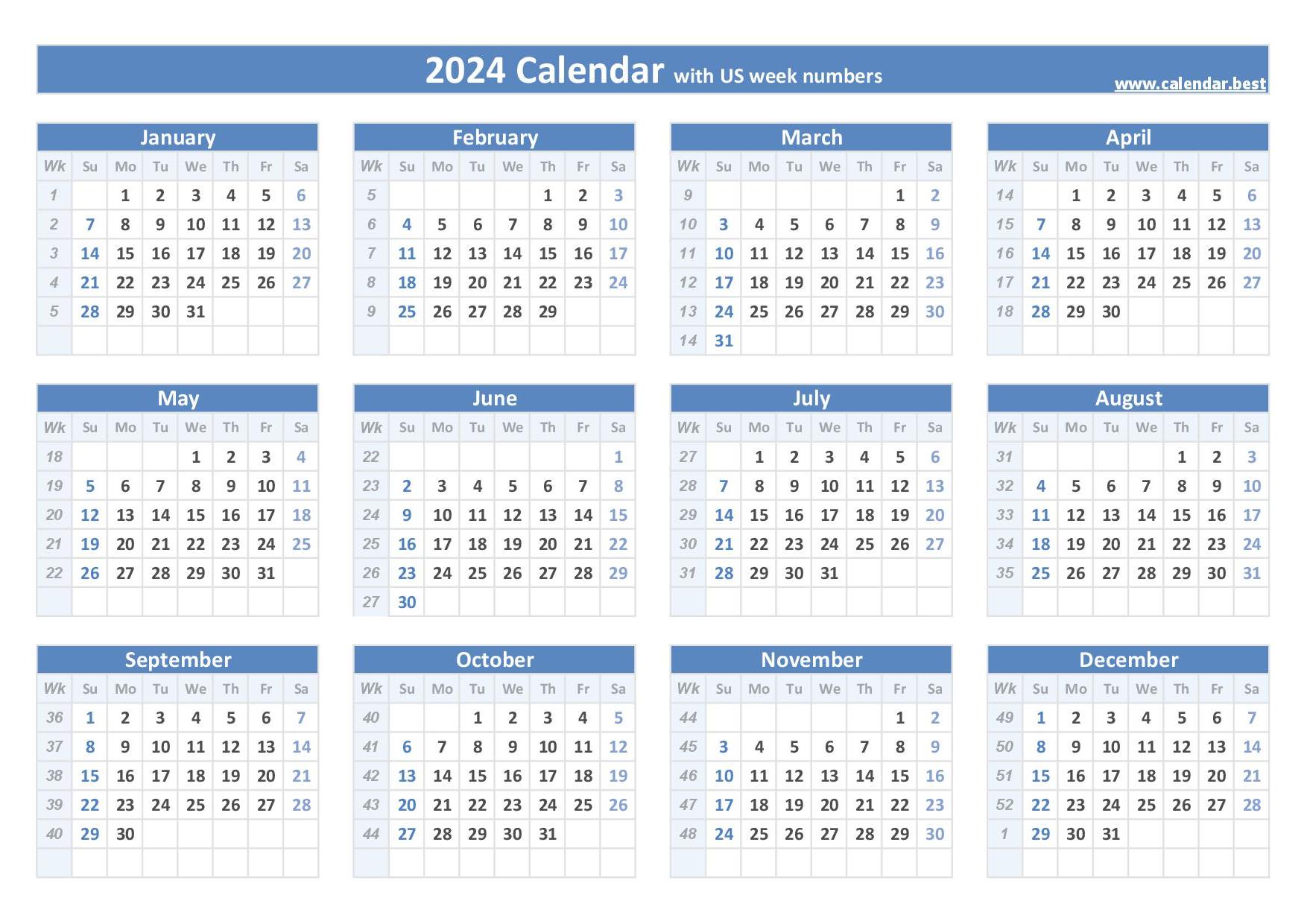 calendar 2024 week numbers