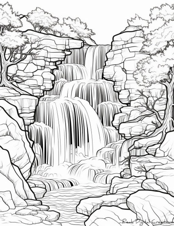 waterfall coloring sheet