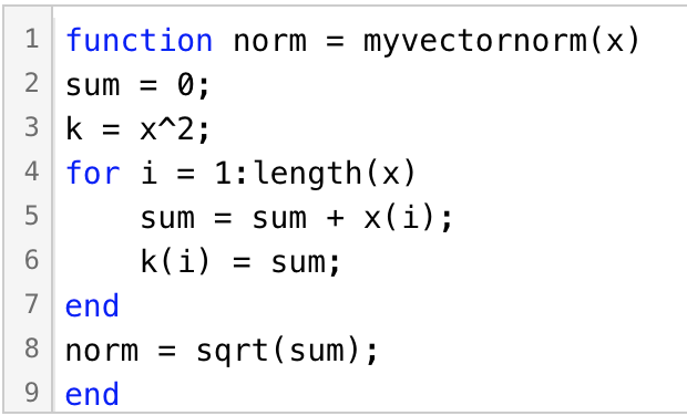 matlab norm of vector