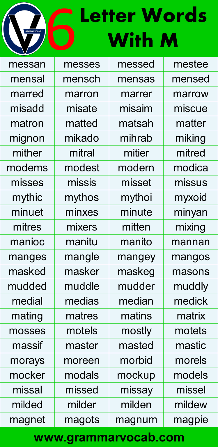 6 letter word 3rd letter m