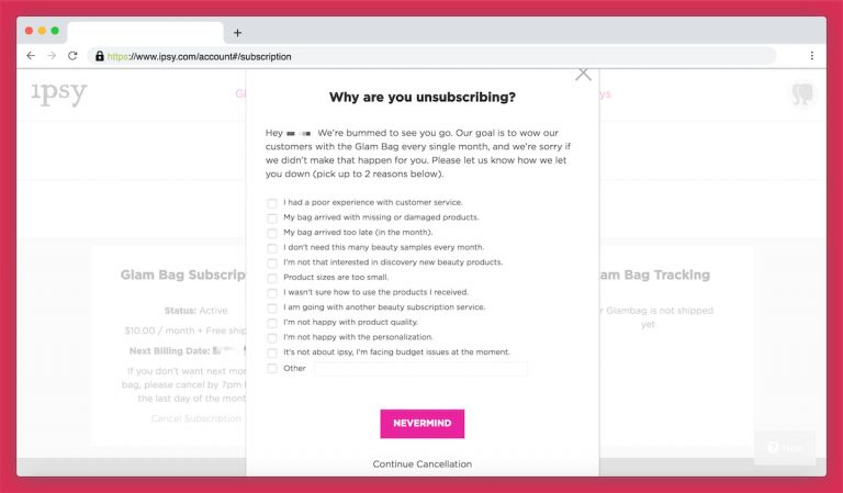how to cancel ipsy membership