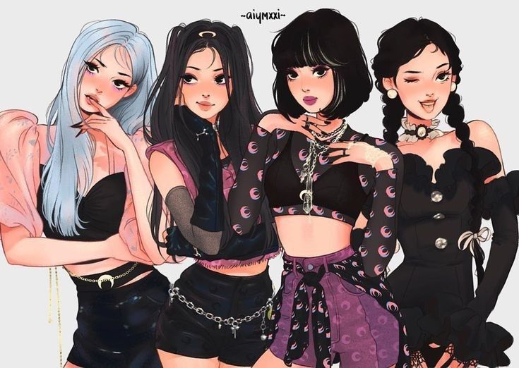 black pink en anime