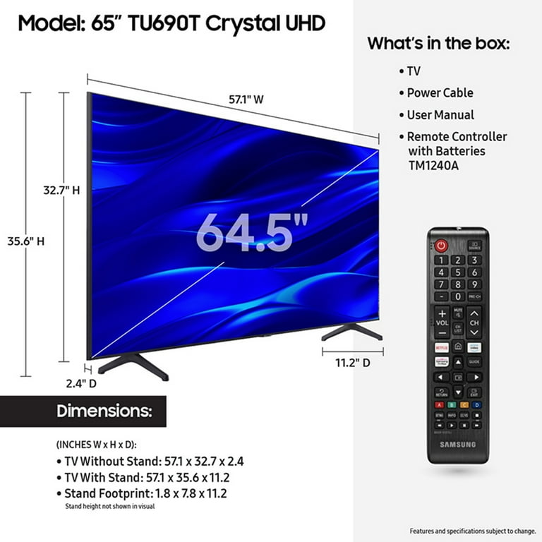 samsung class tu690t crystal uhd 4k smart tv