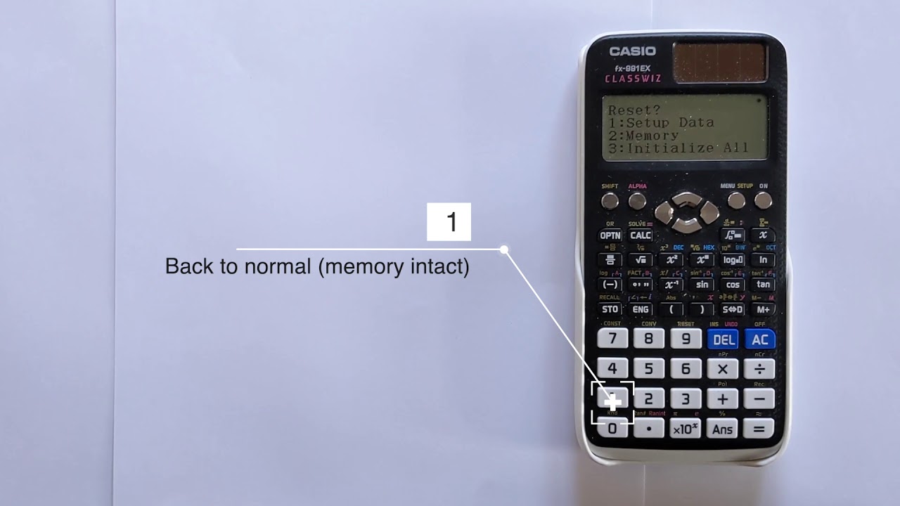 how to restart a casio calculator