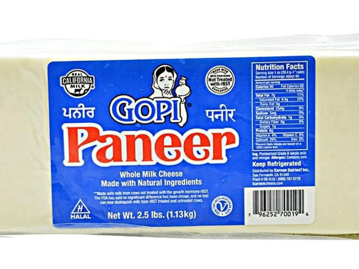 paneer nutrition data