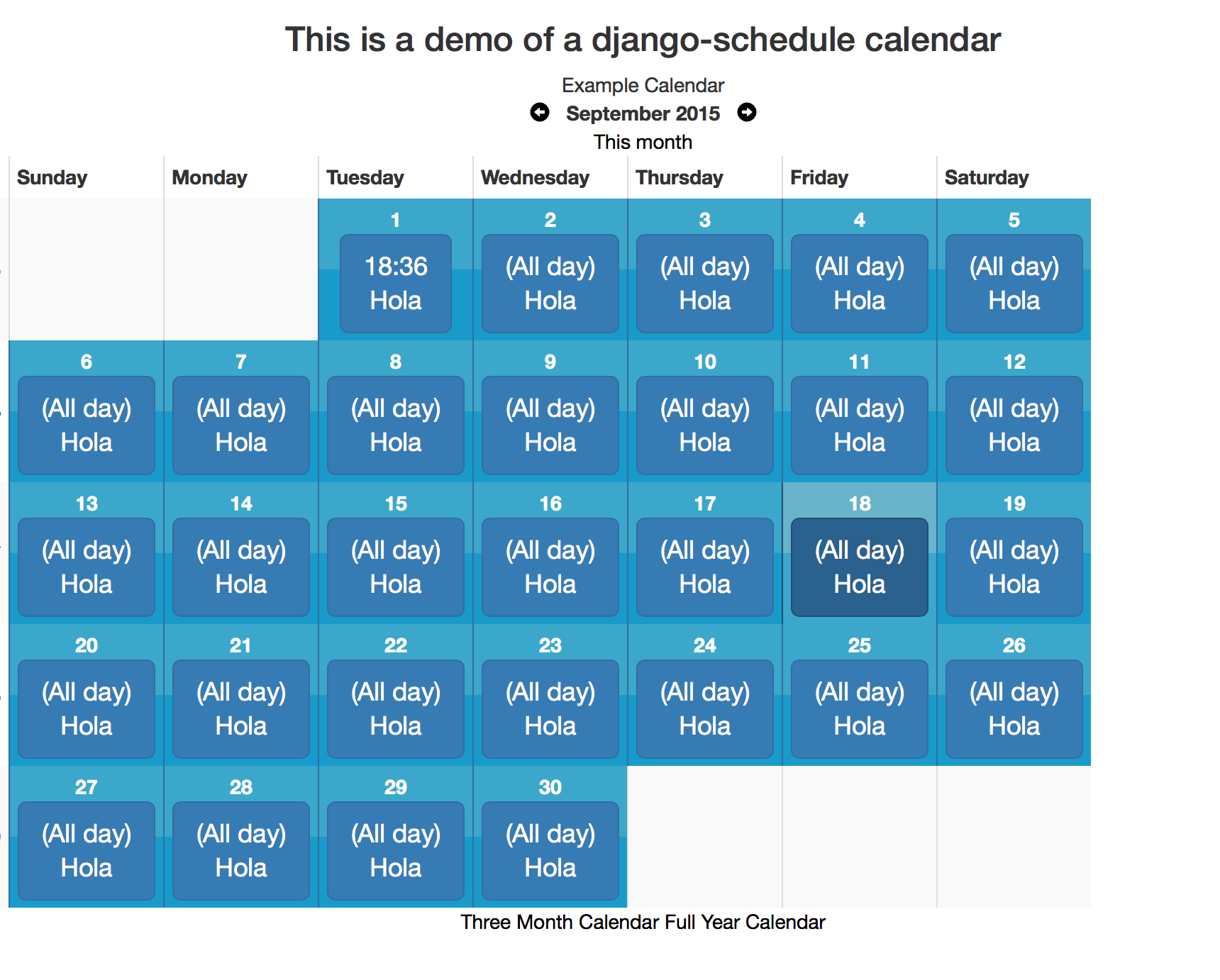 django fullcalendar