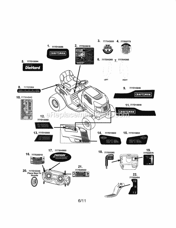 craftsman lt2000 parts