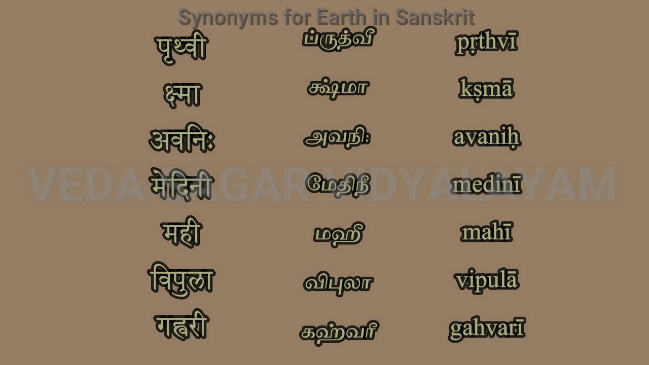 earth synonyms in sanskrit