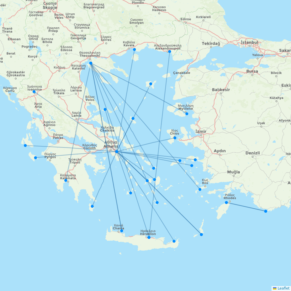 olympic airlines route map