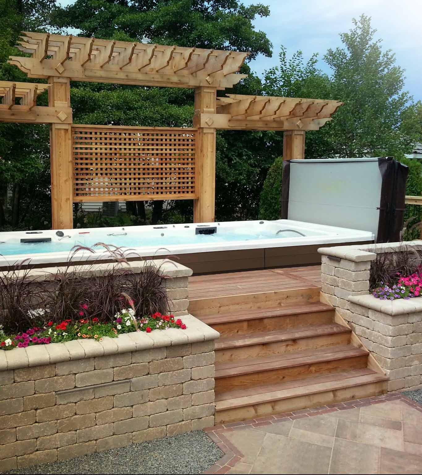 above ground swim spa landscaping ideas