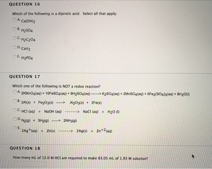 which one of the following is a diprotic acid