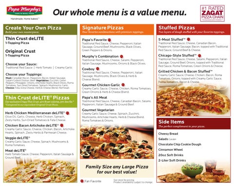 papa murphys menu