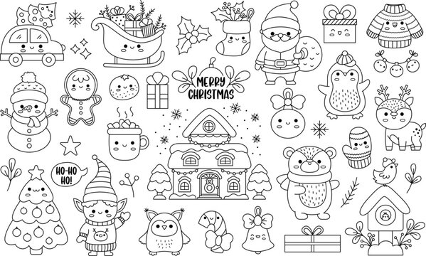 xmas clip art black and white