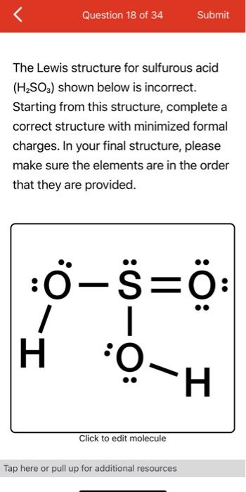 lewis structure of h2so3