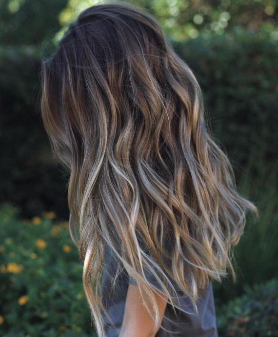 grey highlights on brown hair