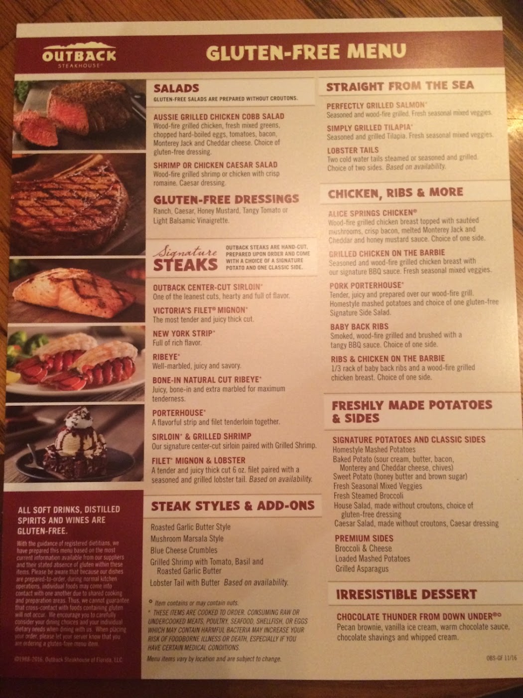 outback restaurant menu