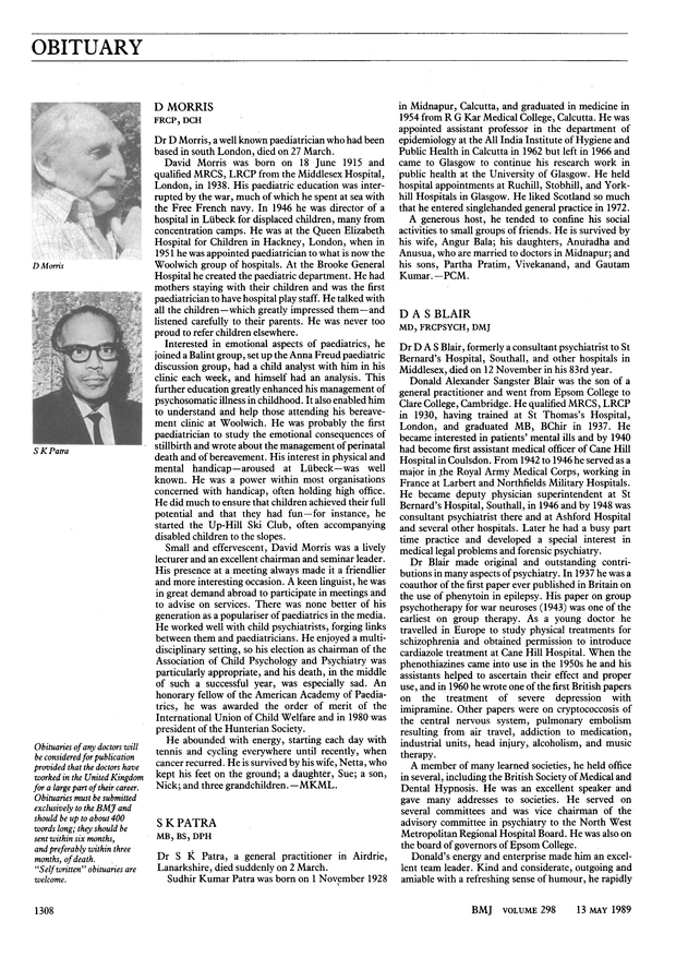 bmj obituaries