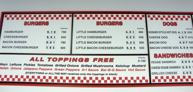 5 guys menu