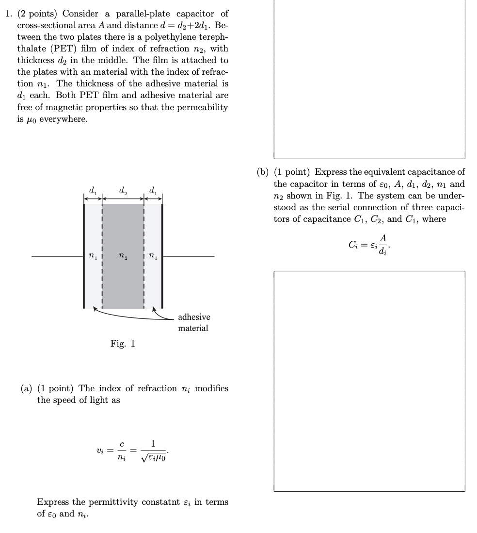 consider a parallel plate capacitor