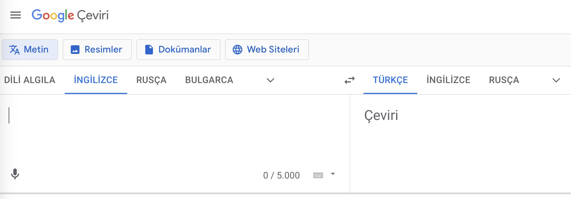 google cümle çeviri ingilizce türkçe