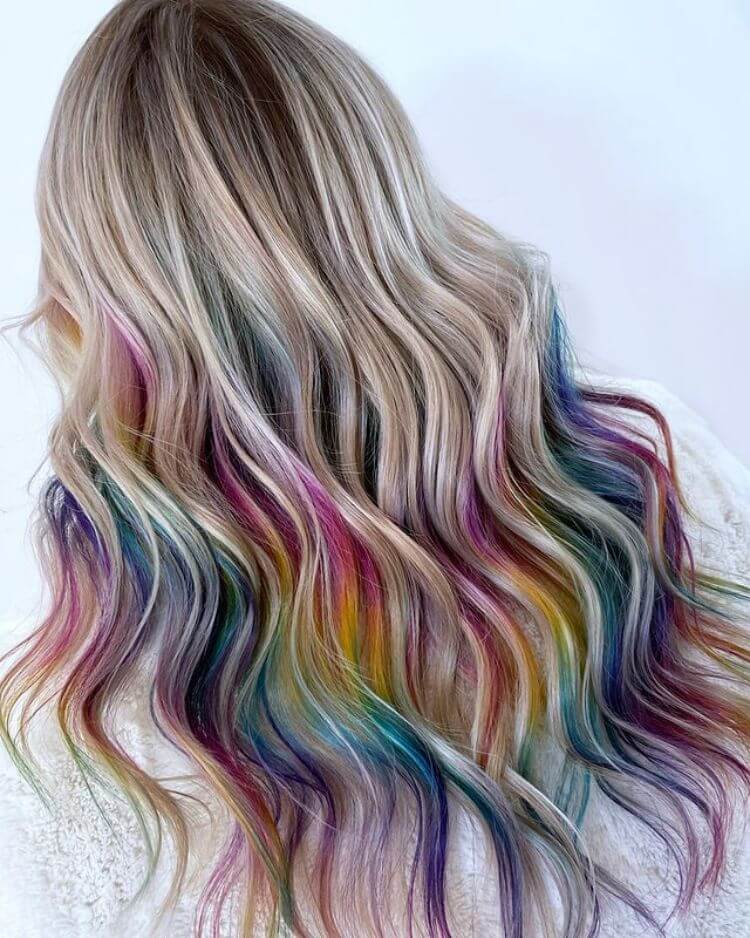 colorful hair underneath