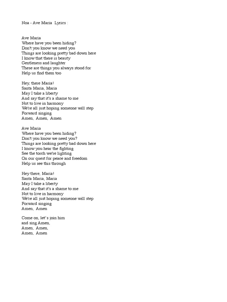 ave maria song lyrics