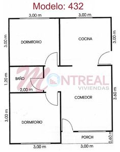 plano de casa con dos recamaras