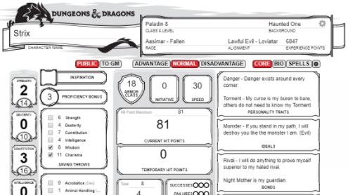 roll20 character sheet