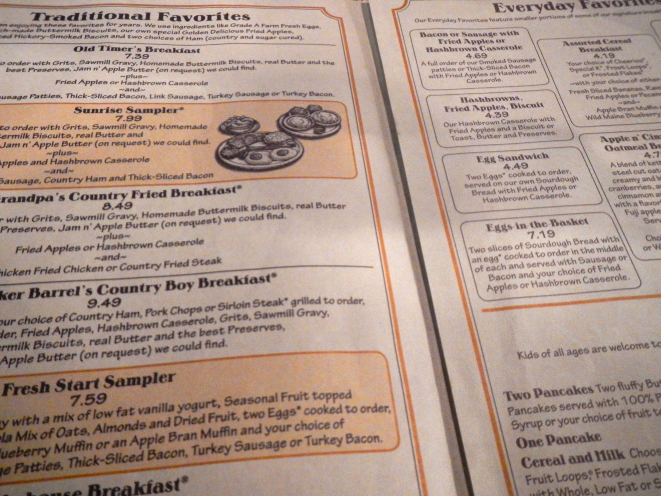 old cracker barrel menu