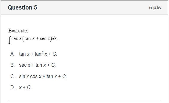 integral secx secx tanx dx