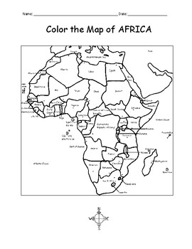 africa map coloring page