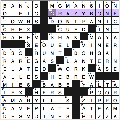 ny times crossword puzzle answers