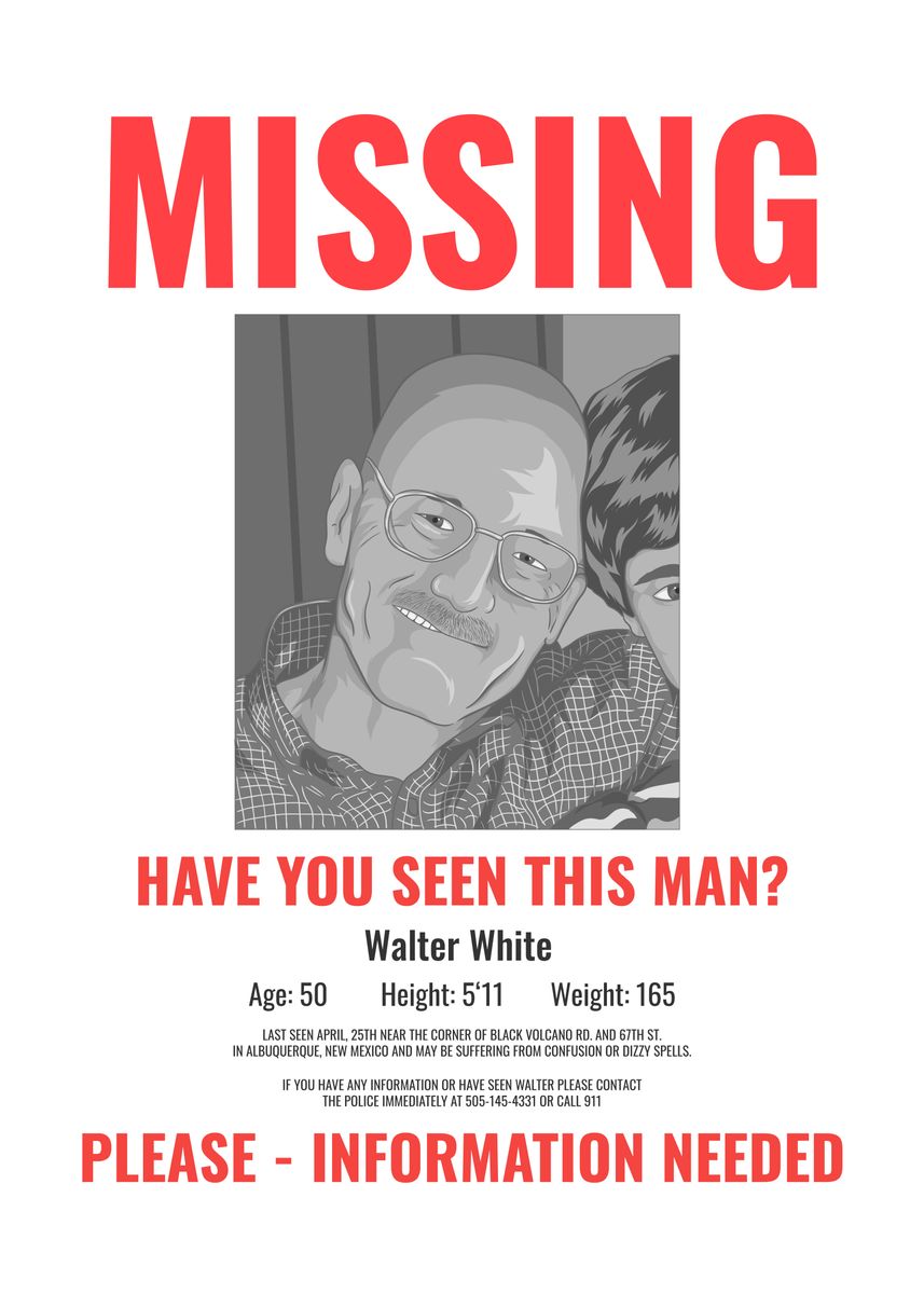 missing walter white poster