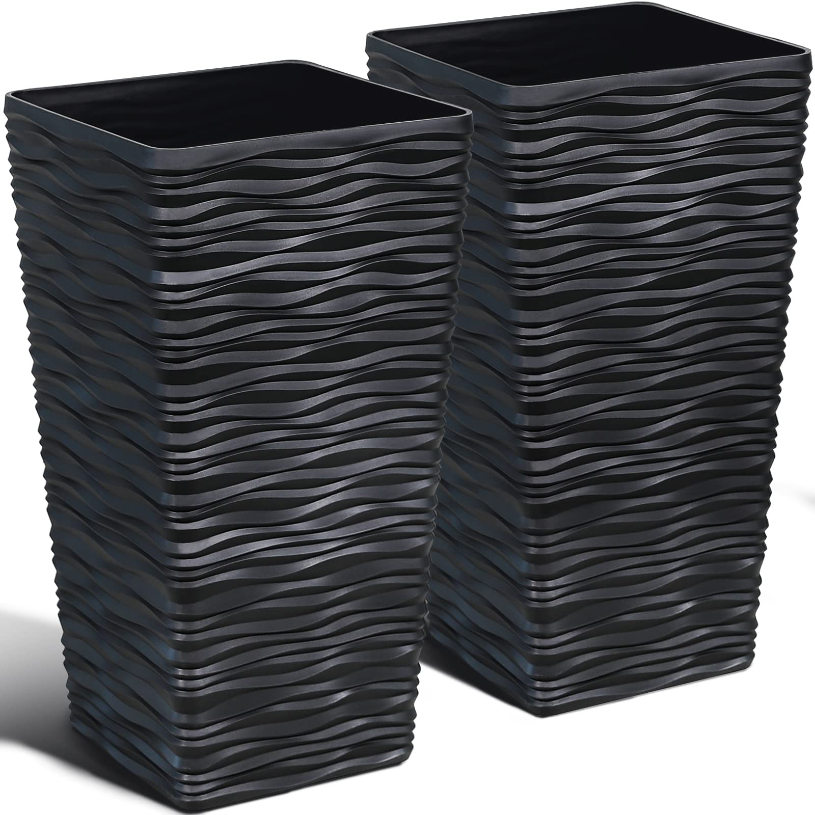 tall black flower pots