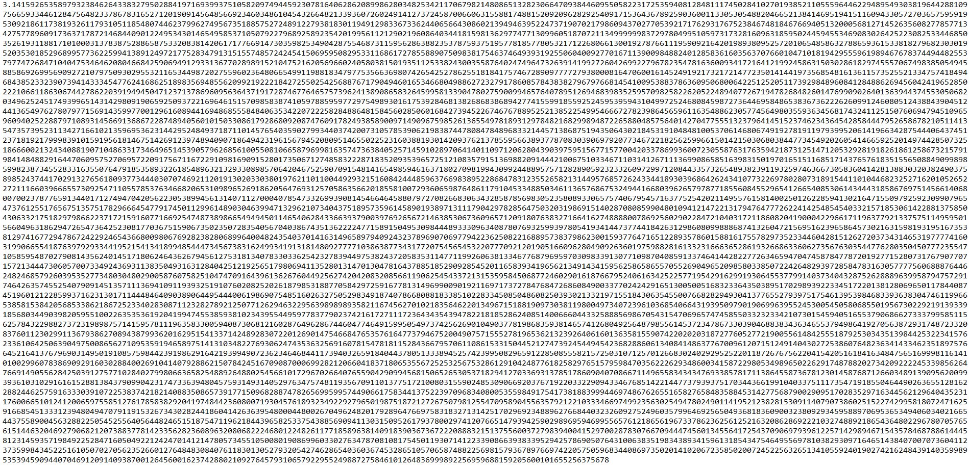 pi to 1 trillion digits