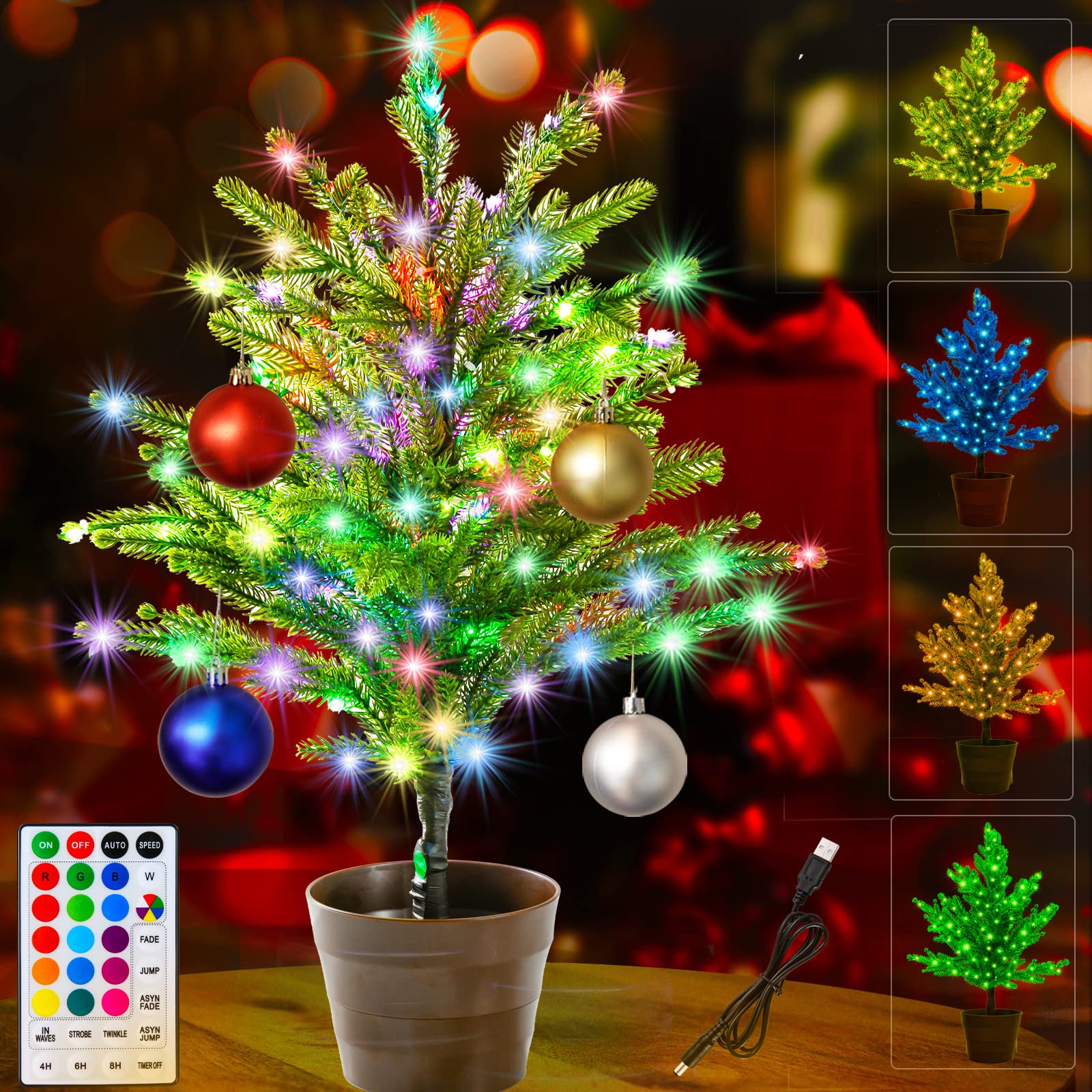 miniature light up christmas tree