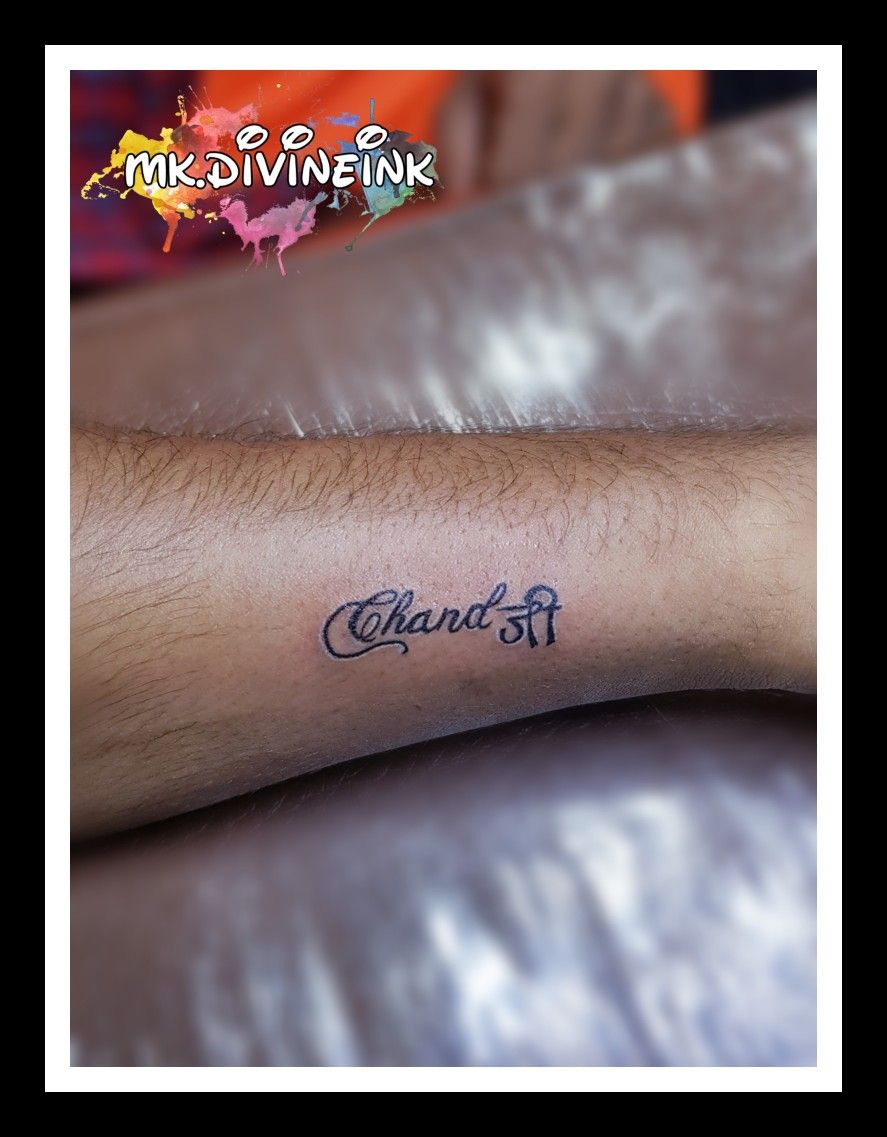 hindi style english font tattoo