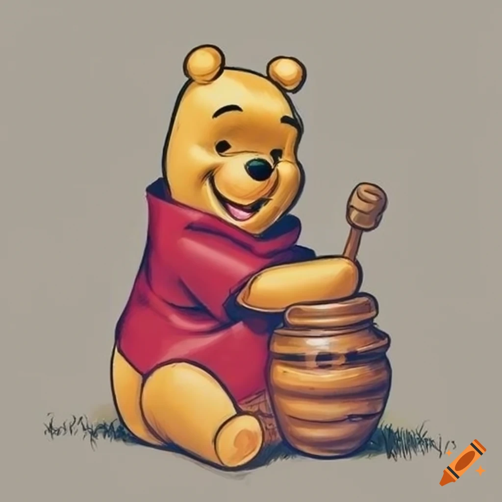 pooh bear with honey pot