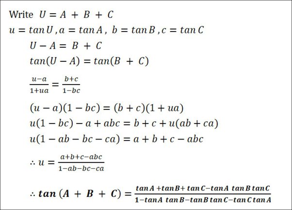 tan a tan b tan c formula