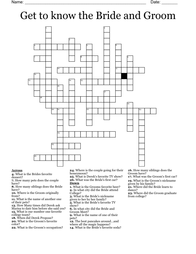 bride to be crossword clue