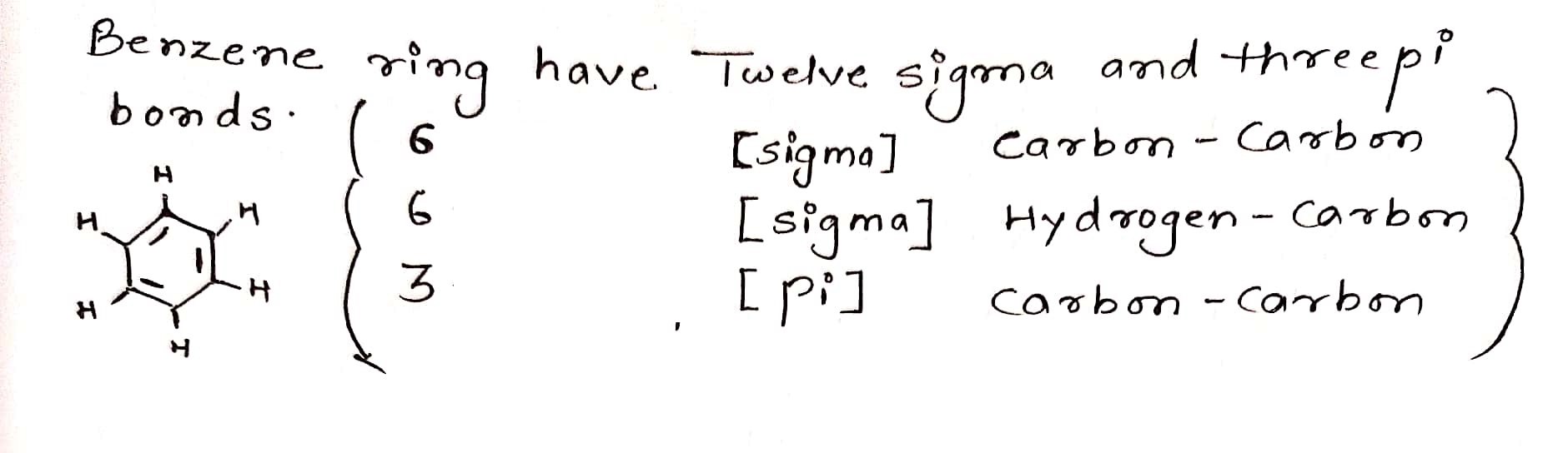 how to count sigma and pi bonds in benzene