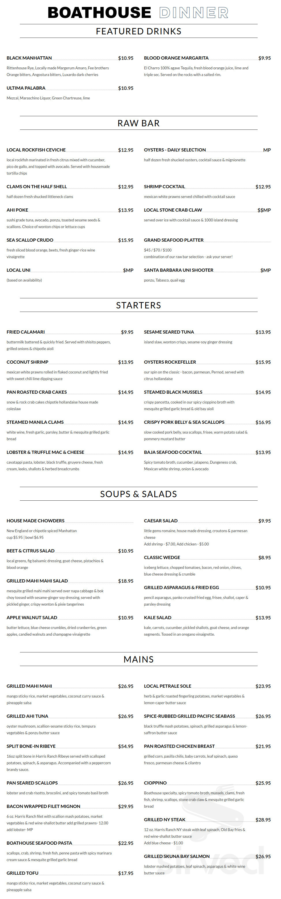 boathouse at hendrys beach happy hour menu