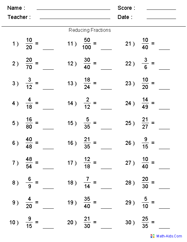 math fractions worksheets