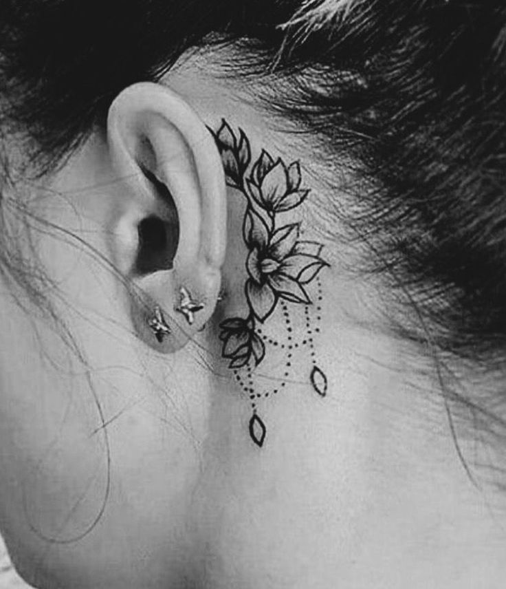 womens back of the ear tattoo