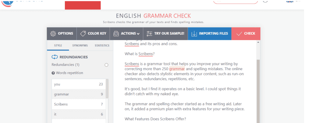 scriben grammar checker