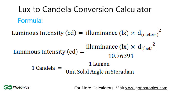 lux to candela conversion